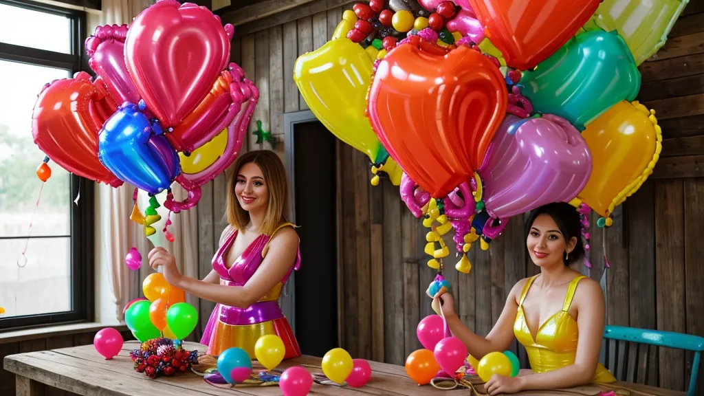 Decoradora calculando la pesa de un bouquet de globos de helio antes de entregarlo