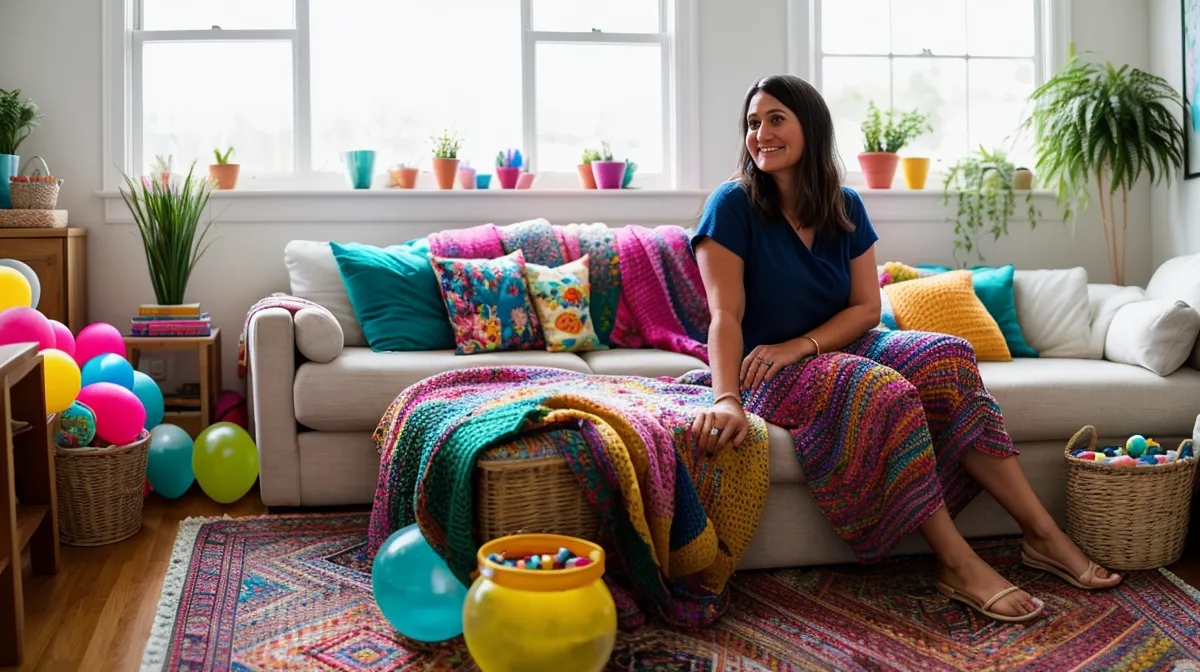 Organización del taller de casa con globos de látex ordenados por color y tamaño