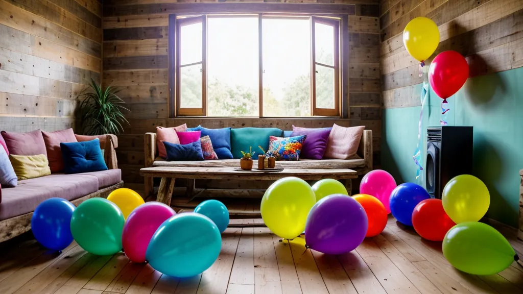 Paquetes de globos 260Q y 160Q de colores sobre una mesa de madera.