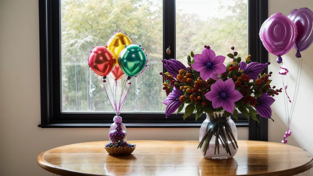 Bouquet terminado de flores de globoflexia resistente, listo para una fiesta familiar en México