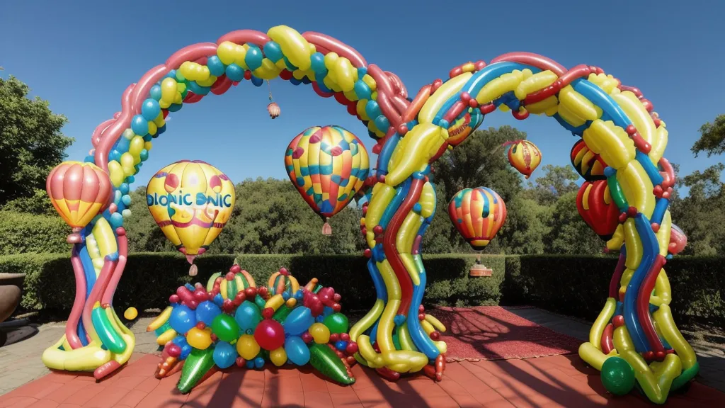 Arco de globos orgánico terminado en una terraza bajo el sol de Guadalajara