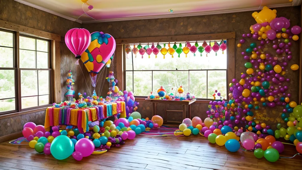 Decoración final de fiesta con arco de globos estable en techos altos