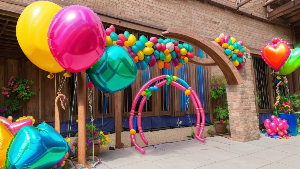 Mano sosteniendo una tableta con un boceto digital de arco de globos