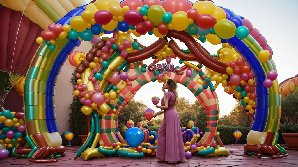 Arco de globos orgánico a medio terminar en una terraza de Zapopan