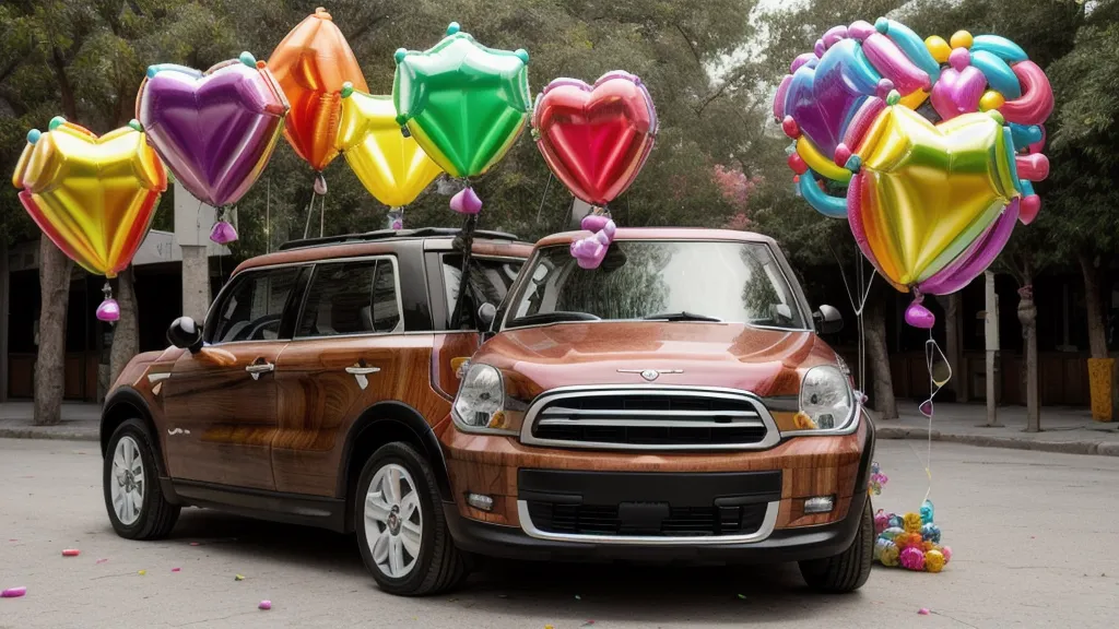 Transporte de ramos de globos estables en una camioneta
