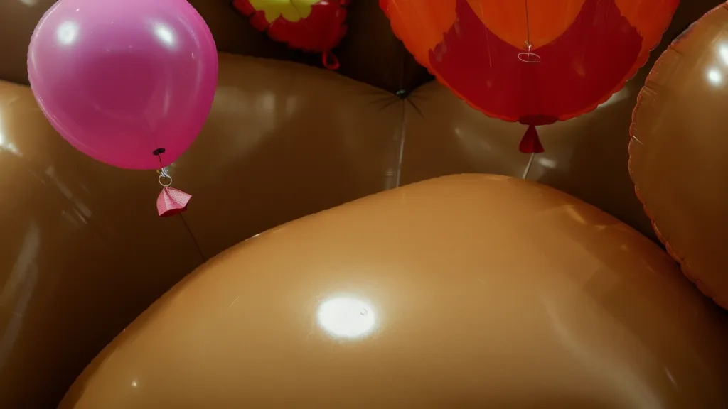 Detalle de un globo metálico dentro de una caja de cartón sorpresa