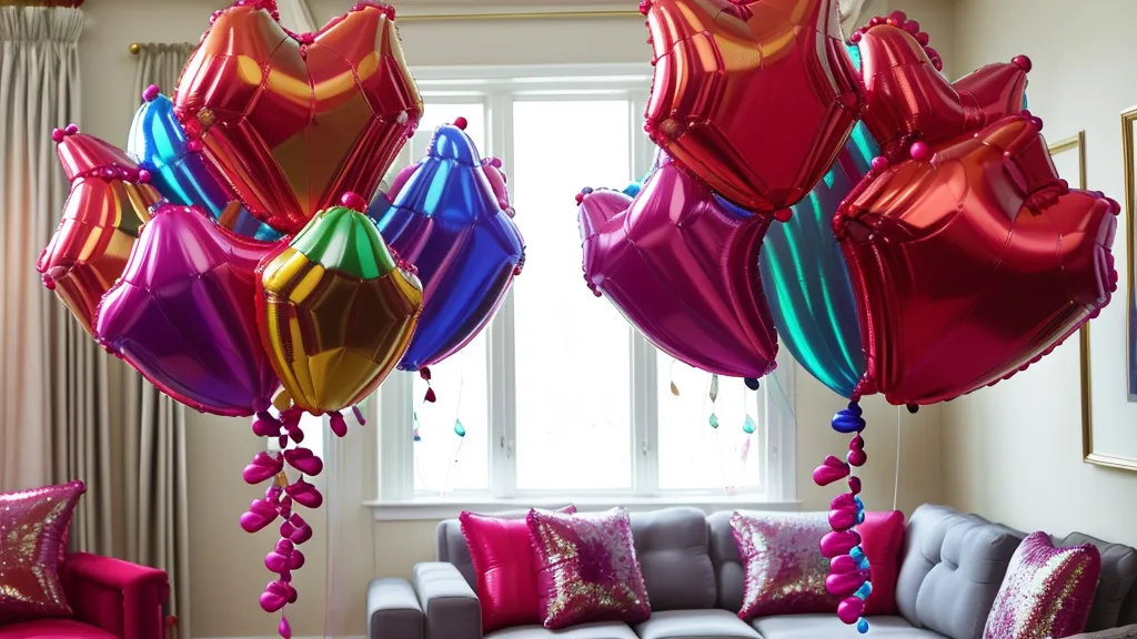 Ramo de globos envuelto en malla protectora transpirable para evitar el calor