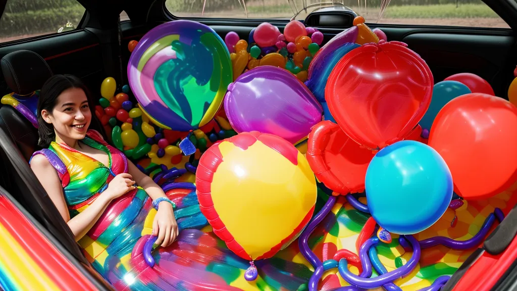Transporte de ramos de globos dentro de un vehículo con aire acondicionado