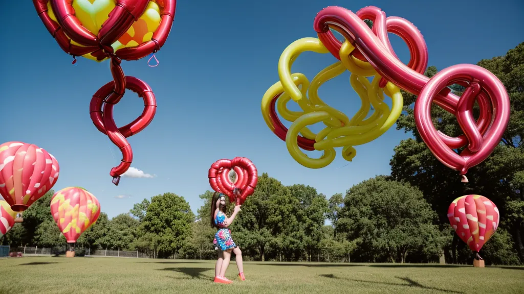 Manos trabajando con globos largos 260Q bajo la luz del sol en un exterior.