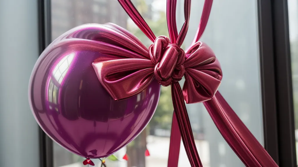 Detalle de nudo de globo bien sellado y brillante con helio
