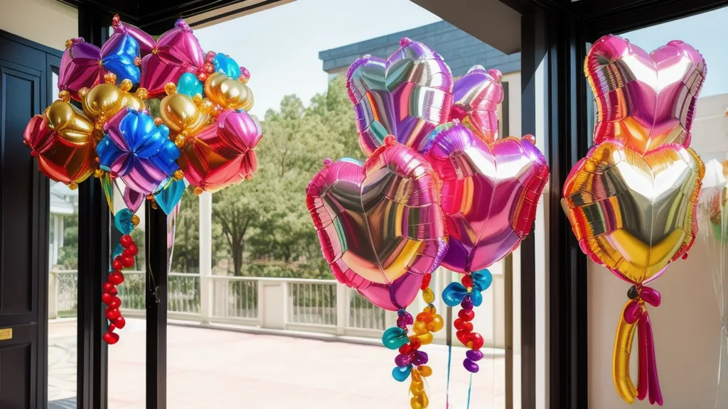 Bouquet de globos de helio personalizado con vinil ligero, flotando ya terminado