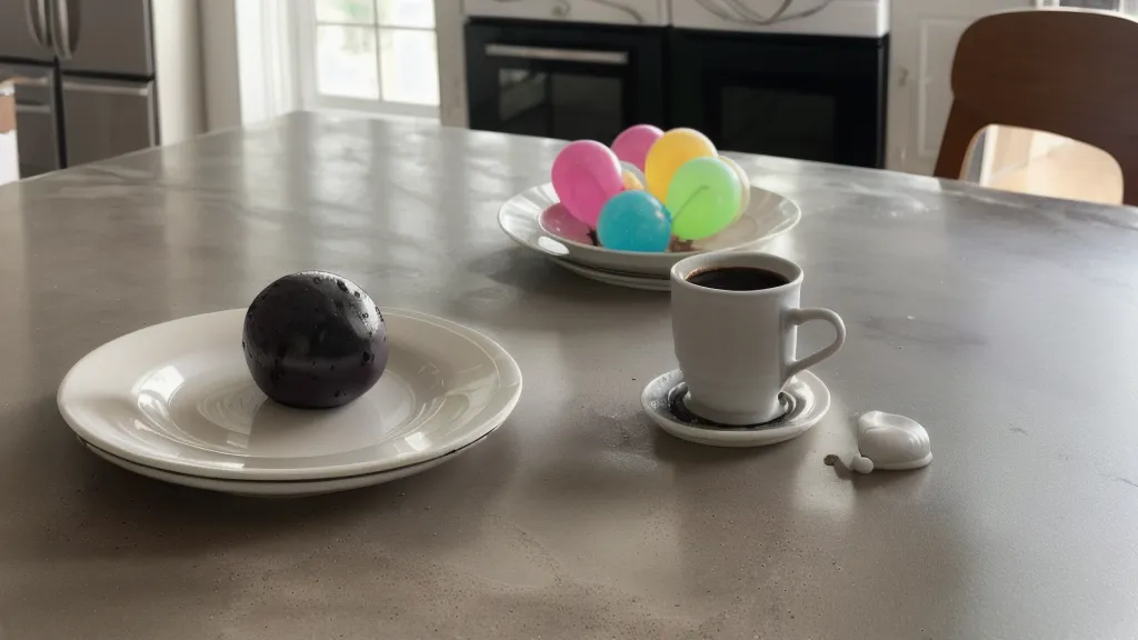 Dibujo improvisado de globos en una servilleta sobre una mesa de cocina